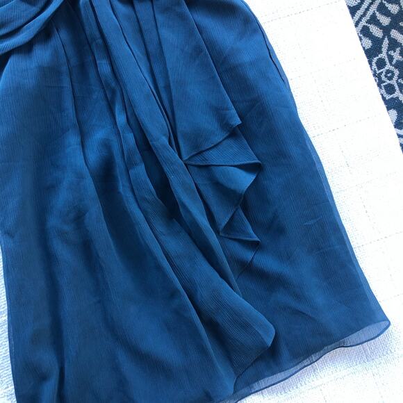 David’s Bridal Strapless Chiffon Mini Dress 2 Navy Blue F14847 Prom Wedding - Picture 4 of 8